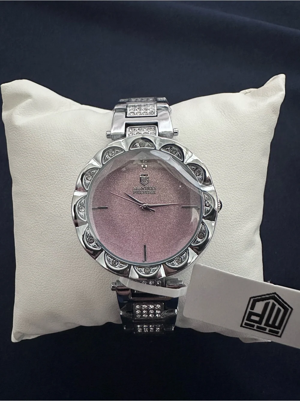 Montres Prestige NWT Women's Crystal Rose Pink Dial Silver Watch 21cm MPW-0208